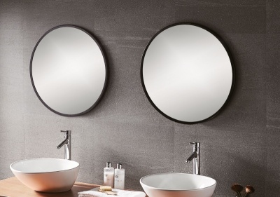 Docklands round black bathroom mirror